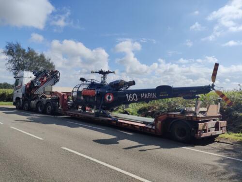 Alouette III n°160 arrivée au Musée aéronautique d'Albert (M. Betrancourt, 25-9-2024)